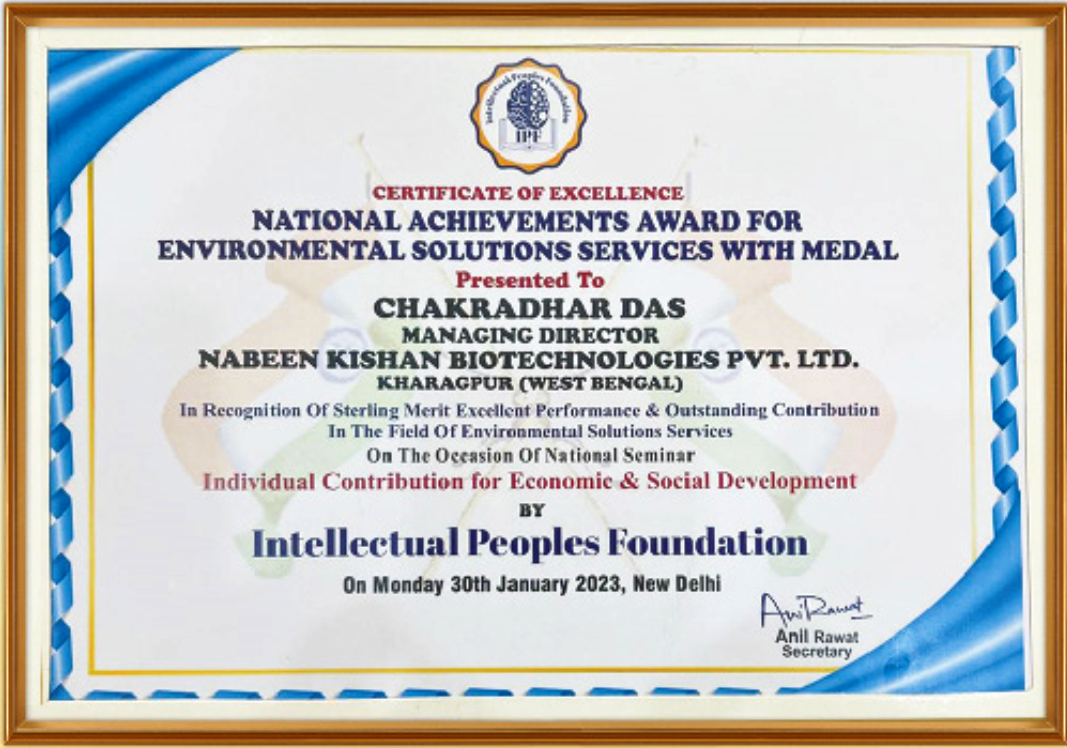 NATIONAL ACHIEVEMENTS AWARD FOR ENVIRONMENTAL SOLUTIONS SERVICES WITH MEDAL